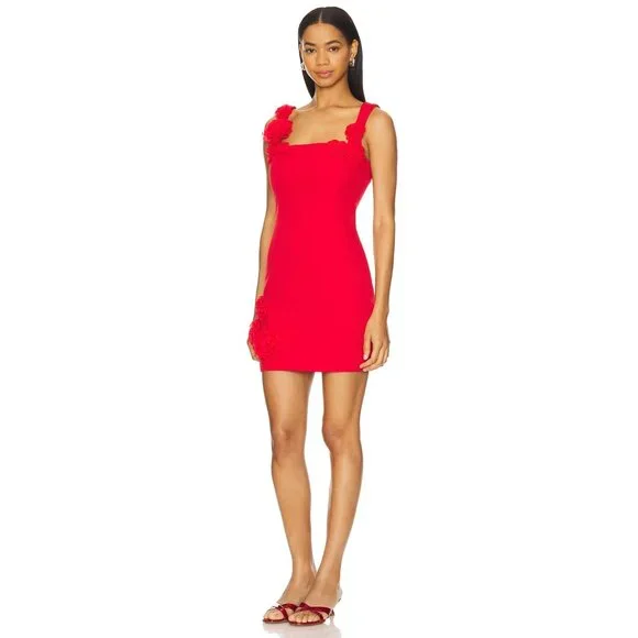 New Elliatt Trompe Mini Dress Red 3D Floral Size L - Picture 4 of 11